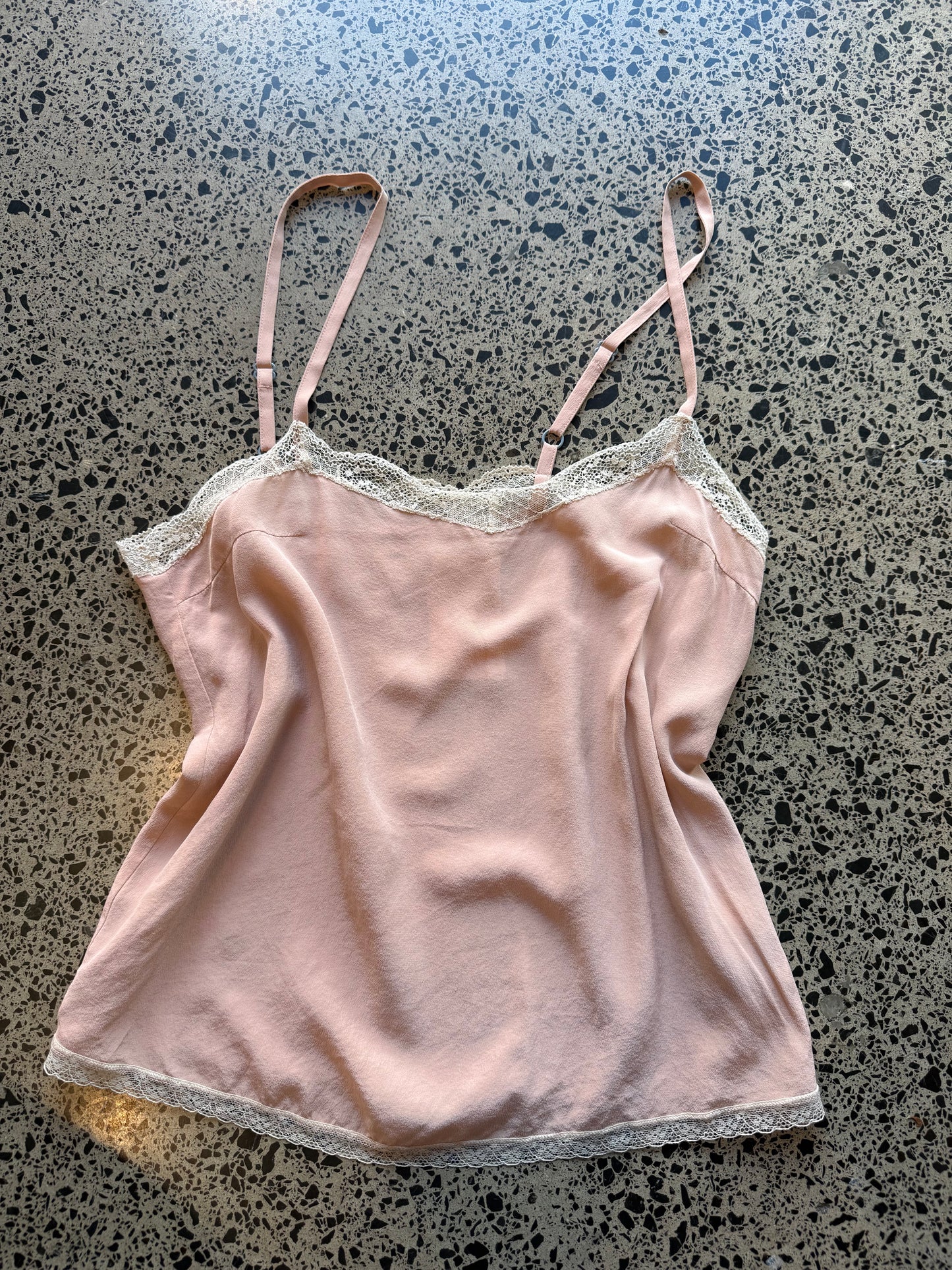 Pink Cami with Lace Detailing - M