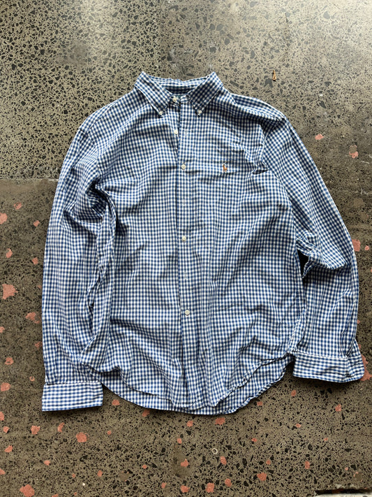 Checkered Blue & White Ralph Lauren Button Up Shirt - XL