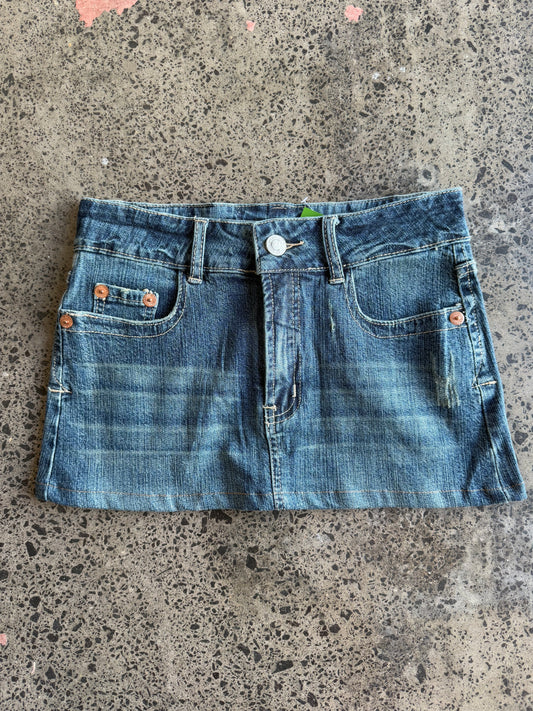 Mid Blue Denim Mini Skirt - S