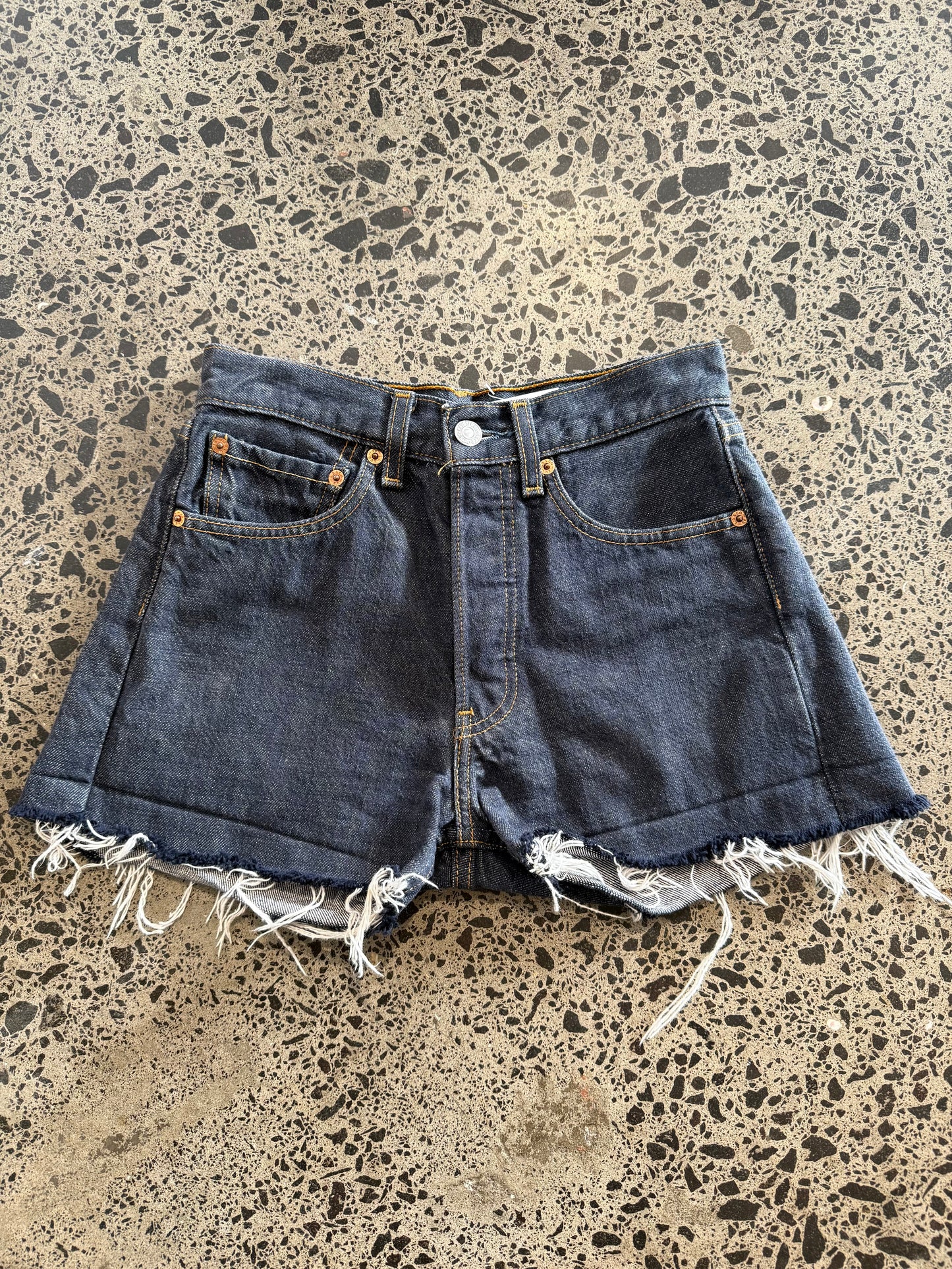 Raw Denim Mini Shorts - XS