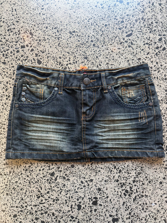 Dark Wash Denim Mini Skirt - M
