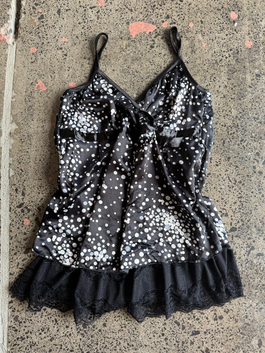 Sparkly Black Frill Cami - S