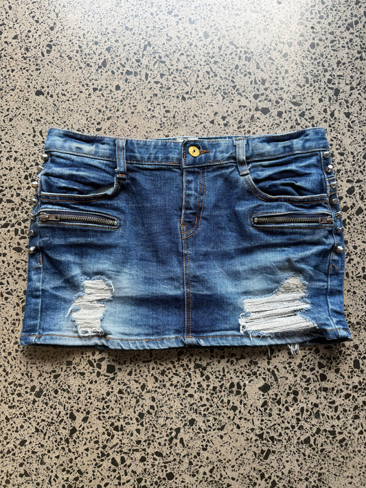 Mid Blue Denim Mini Skirt - M