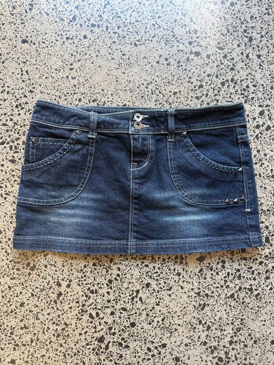 Dark Blue Denim Mini Skirt - S
