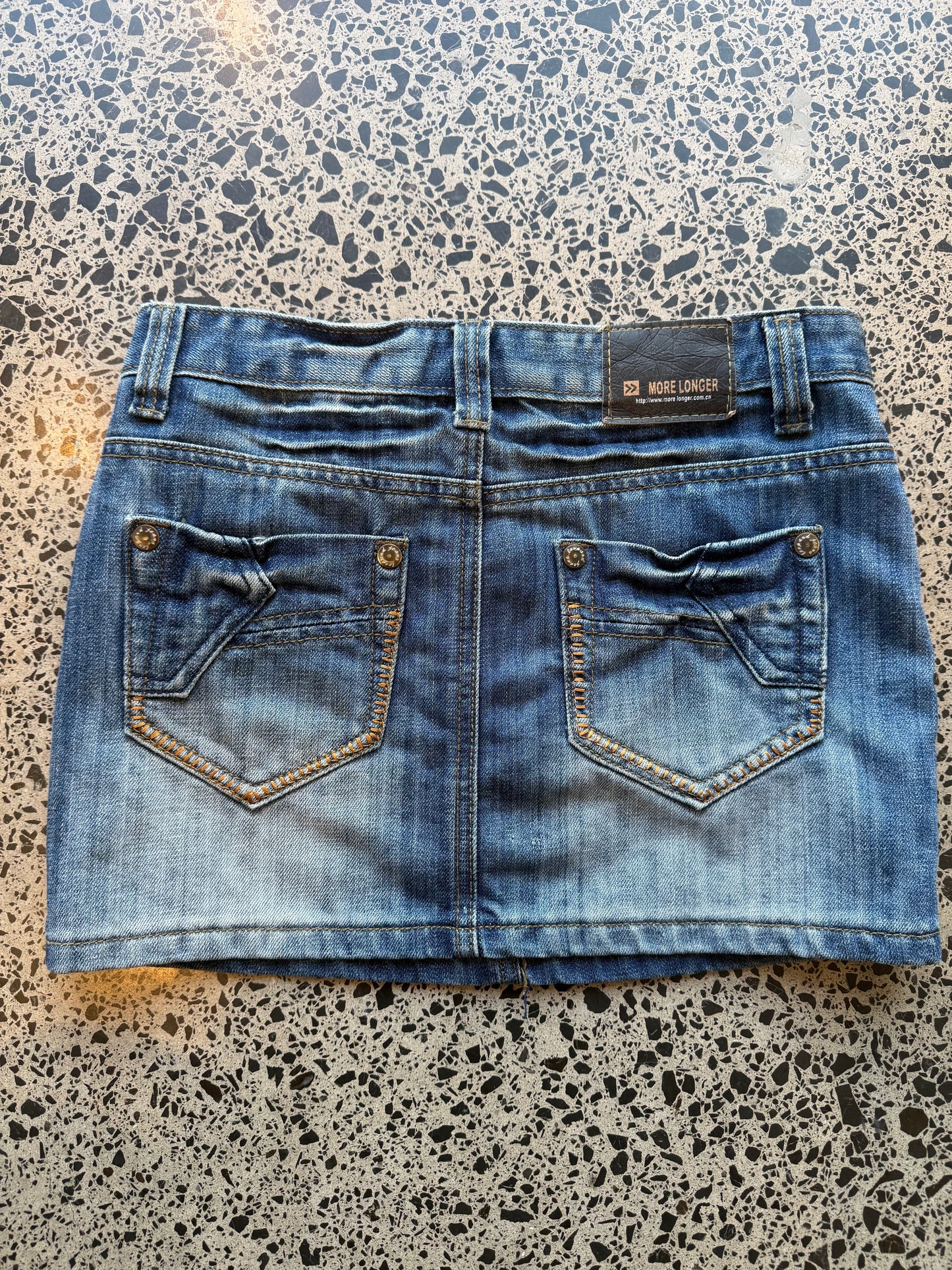 Dark Blue Denim Skirt with Scrunch - S