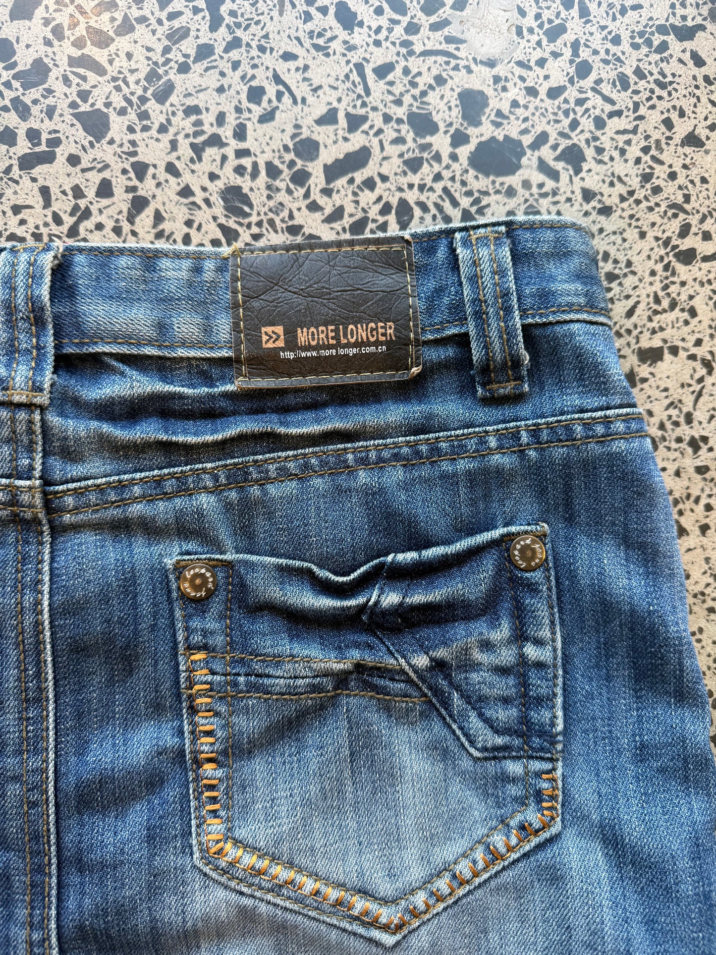 Dark Blue Denim Skirt with Scrunch - S