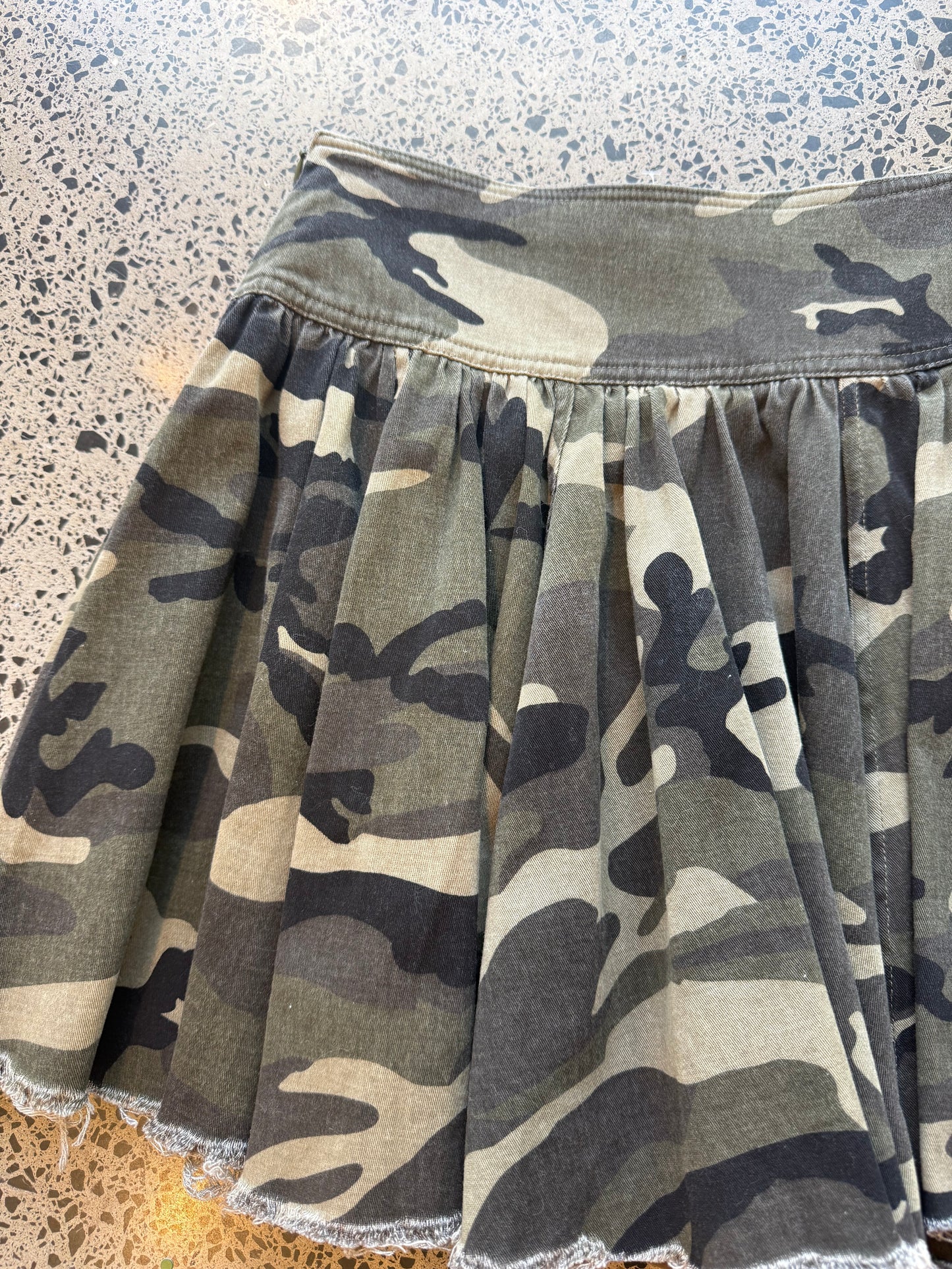 Pleated Camo Mini Skirt - S