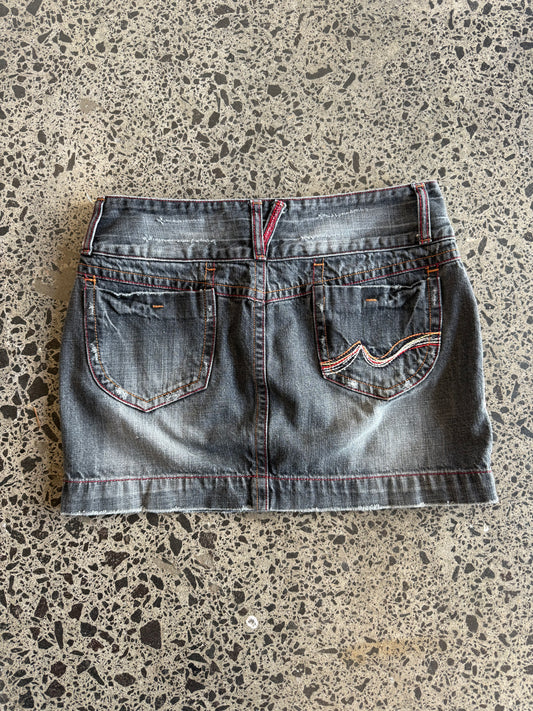 Black Denim Mini Skirt - S
