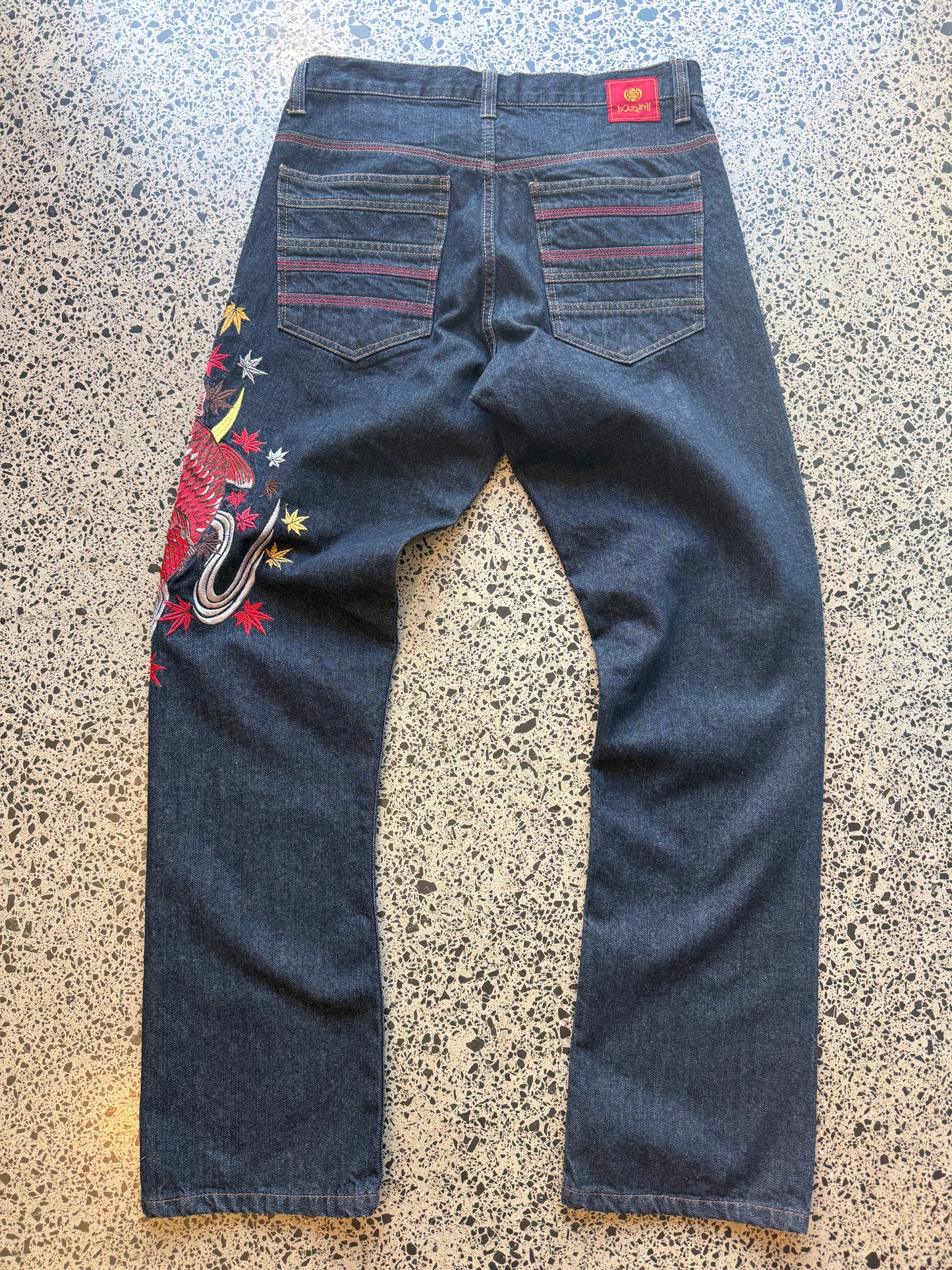 iKazuchi Japanese Embroidered Denim Jeans - 32W X 36L