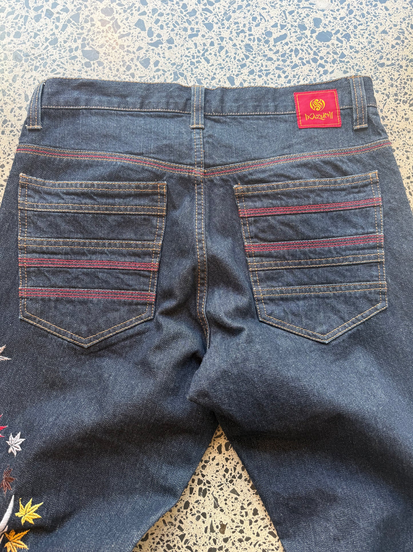 iKazuchi Japanese Embroidered Denim Jeans - 32W X 36L