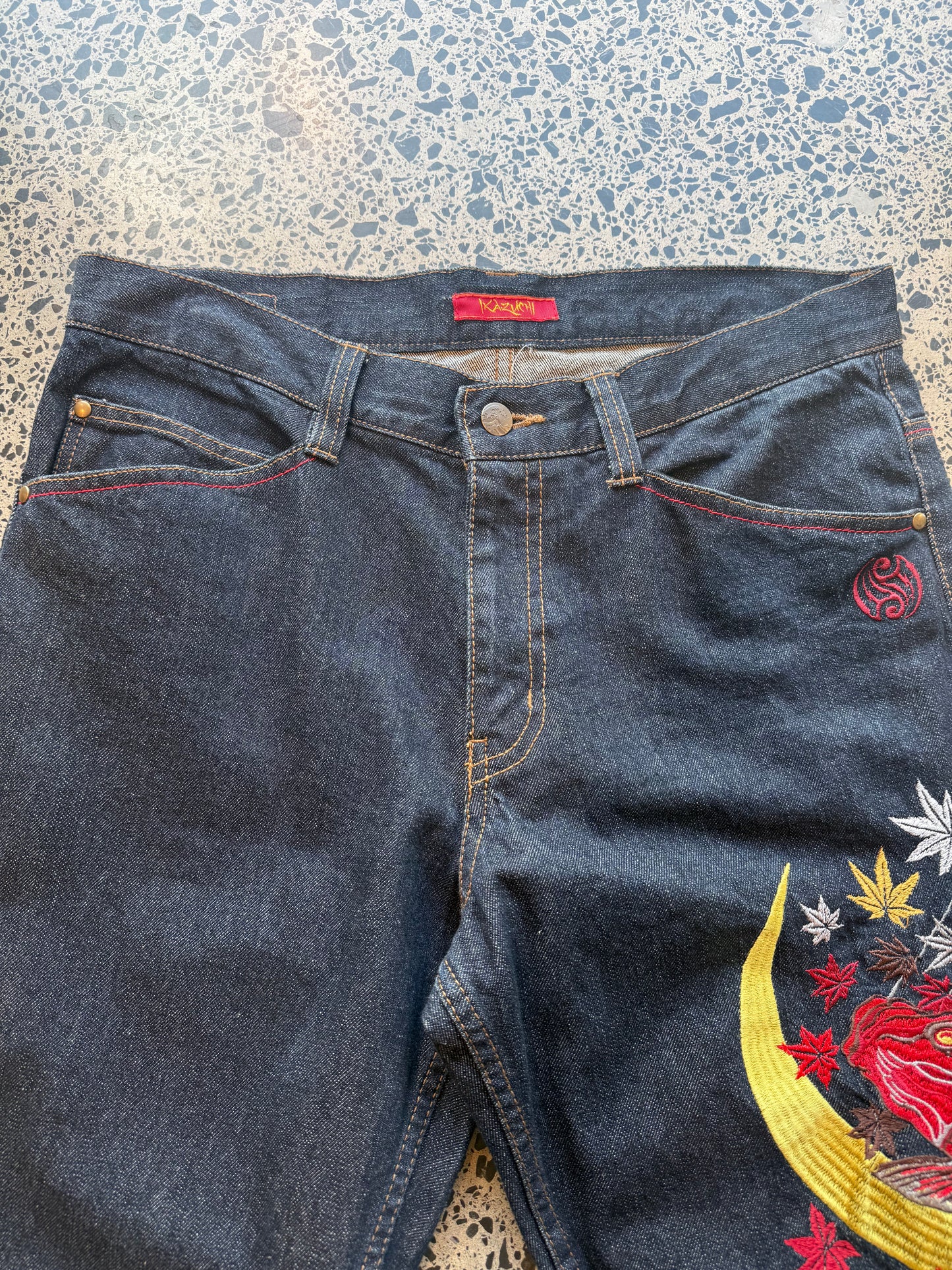 iKazuchi Japanese Embroidered Denim Jeans - 32W X 36L