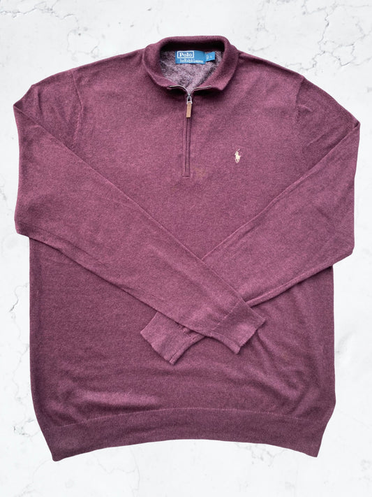 Burgundy Ralph Lauren 1/4 zip Knit Jumper