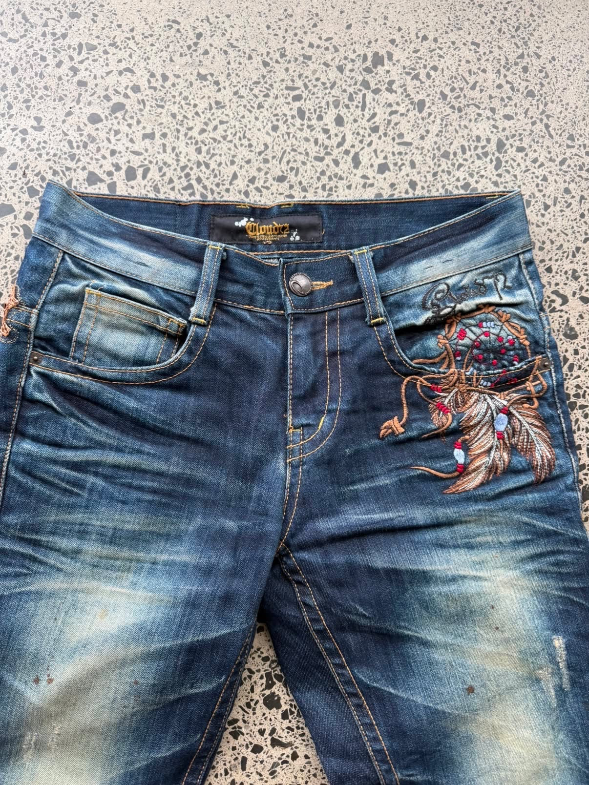 Cloud 72 Embroidered Eagle Korean Denim Jeans - 30W