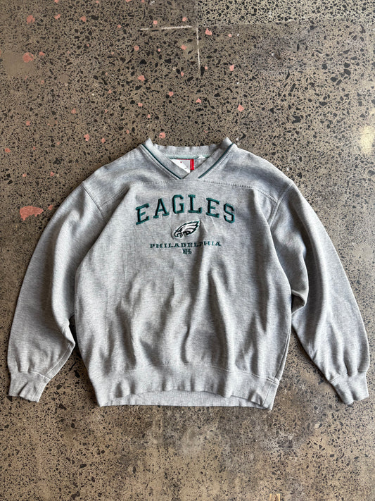 NFL Eagles Embroidered Crewneck - L