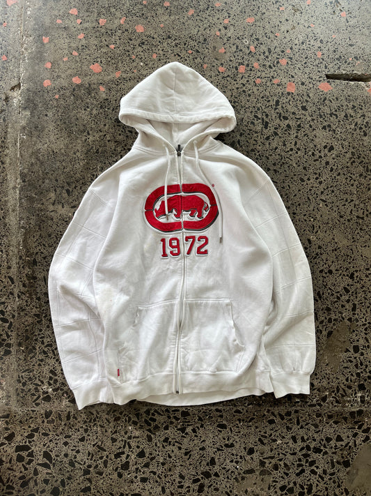 y2k Ecko Unltd White Embroidered Hoody - L