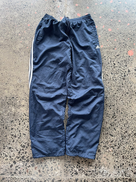 2004 Mens Navy Open Leg Adidas Trackpants - Large