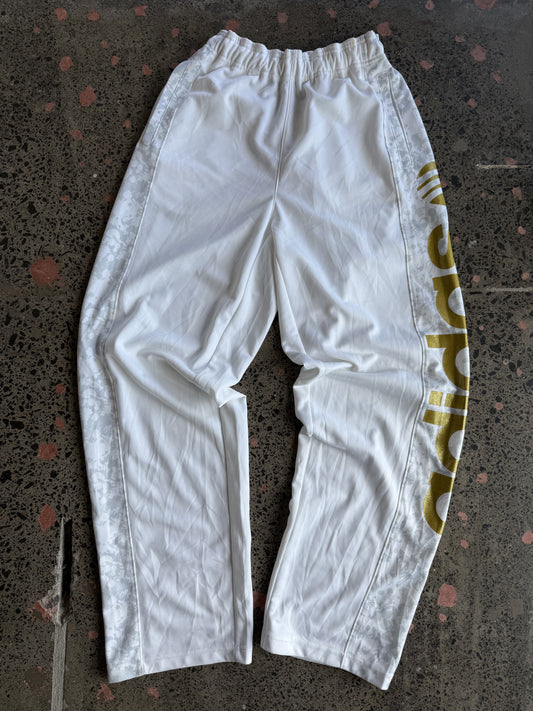 Women's White & Gold Adidas Trackies - M/L