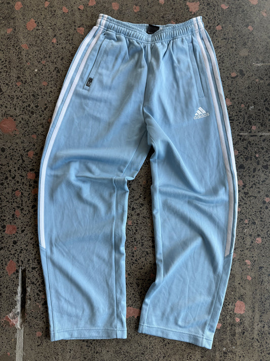 Women's baby Blue Adidas Trackies with White Stripes - M